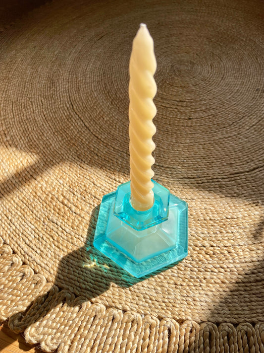 Blue Glass Candle Holder