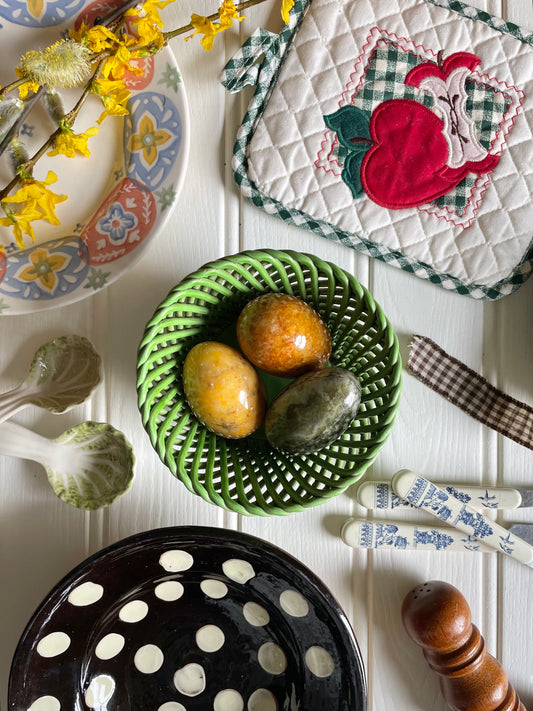 Green Footed Ceramic Basket