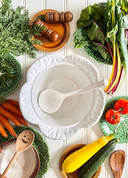 Cabbage Tureen with Ladle & Plate