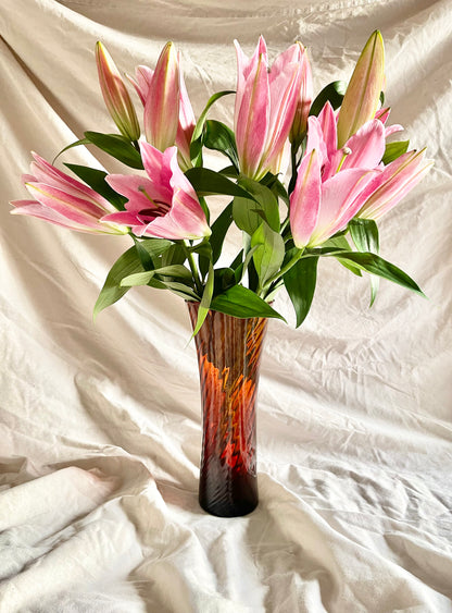 Swirled Amber glass vase
