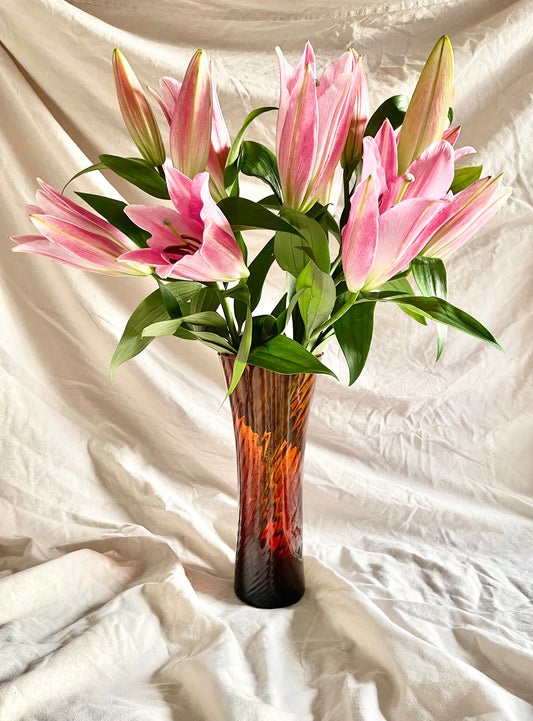 Swirled Amber glass vase