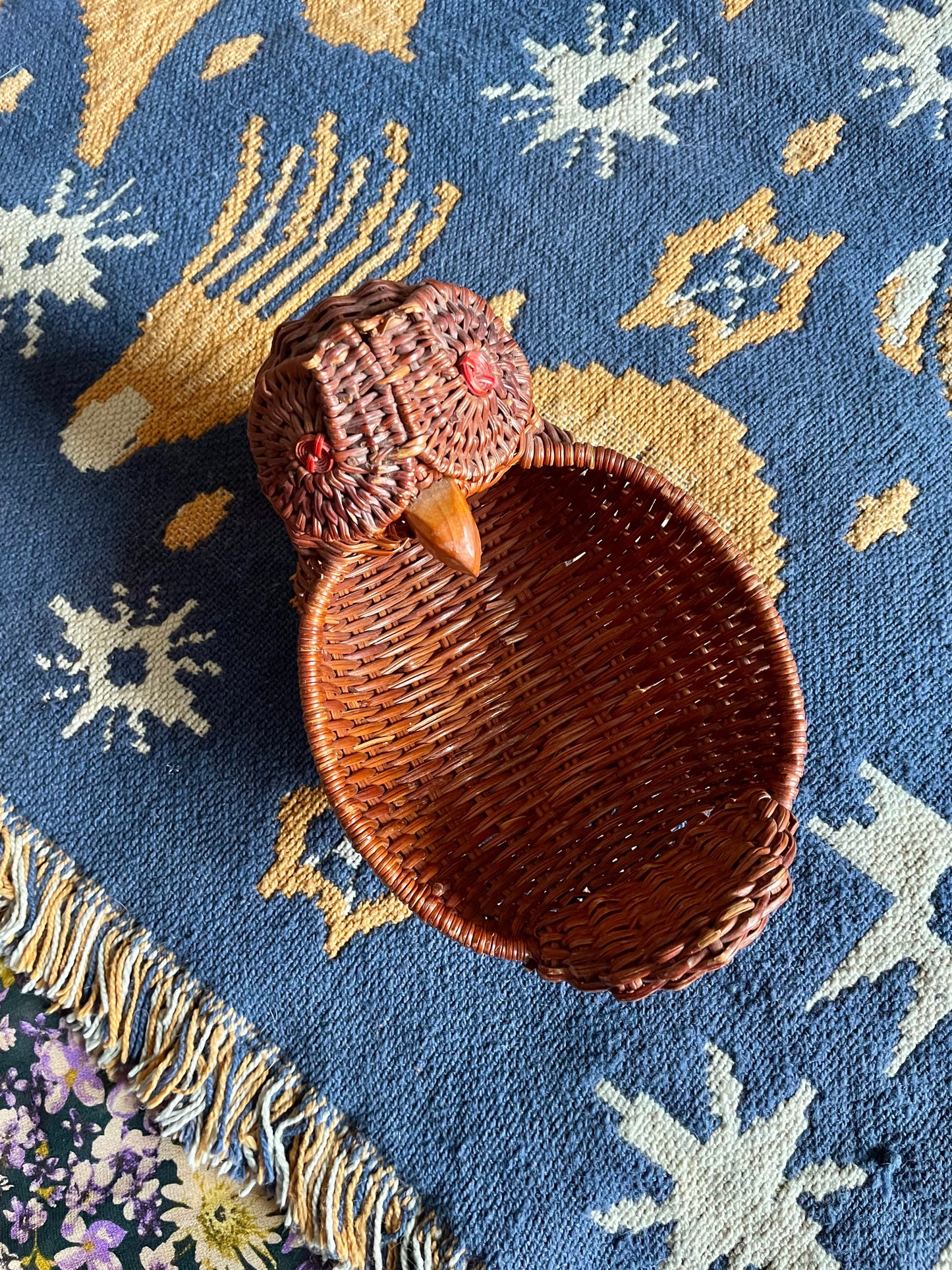 Owl hand woven wicker basket 🦉✨