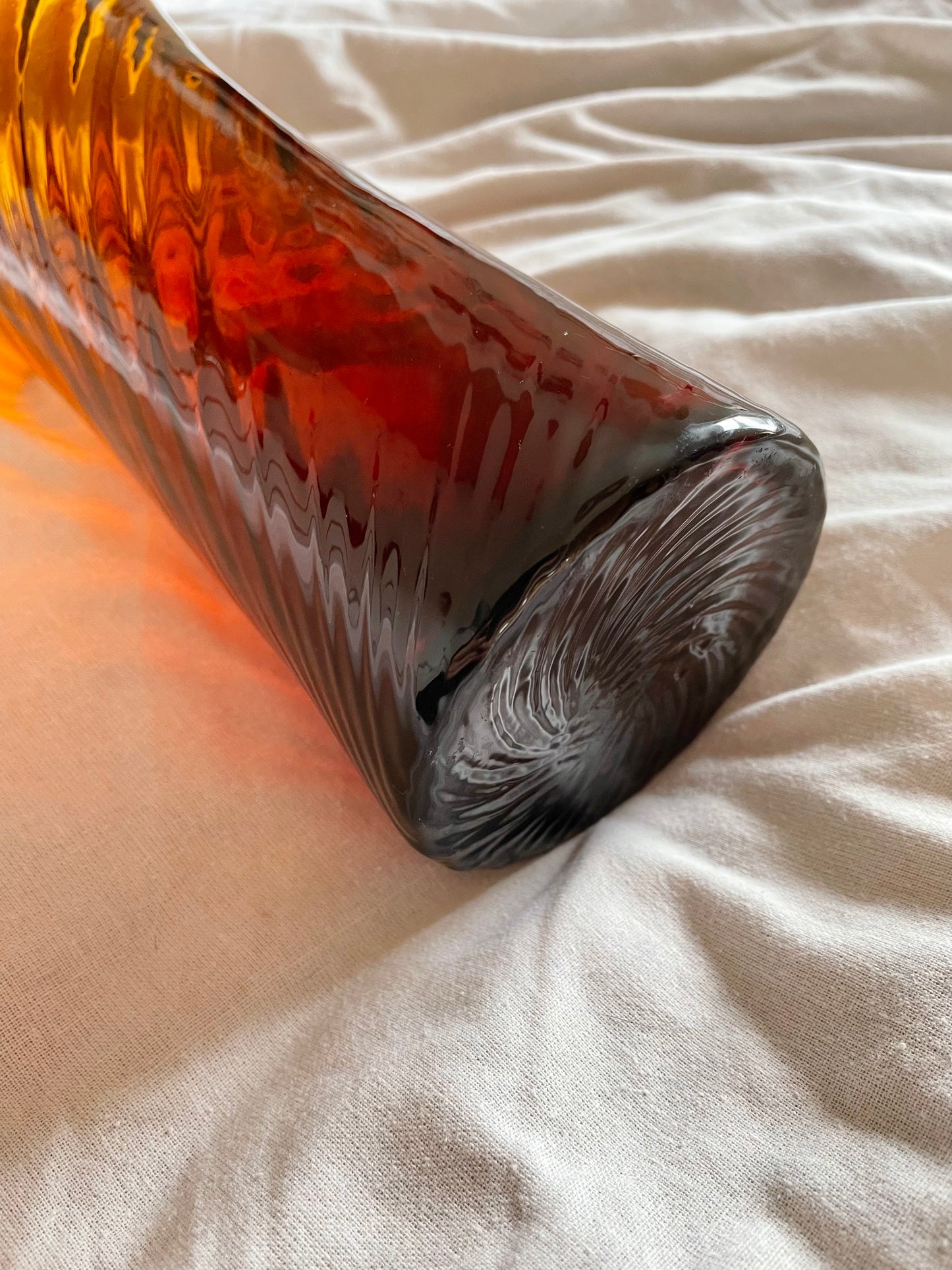 Swirled Amber glass vase