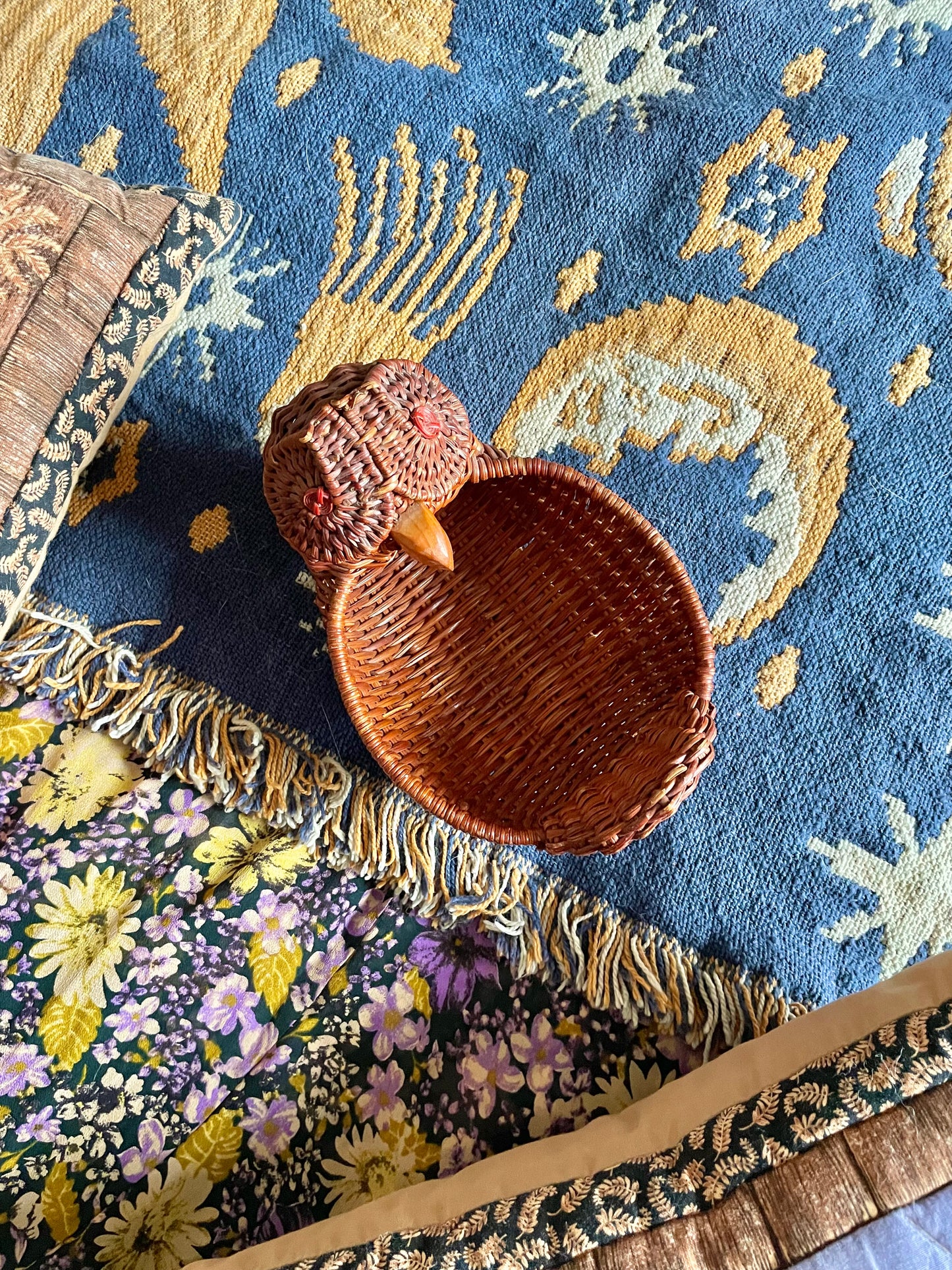 Owl hand woven wicker basket 🦉✨