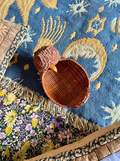 Owl hand woven wicker basket 🦉✨