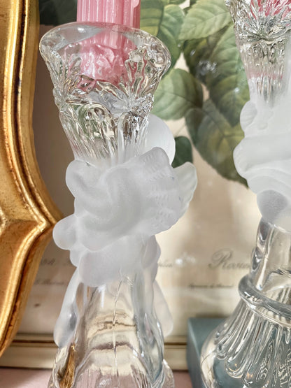 Frosted Cherub Glass Candle Holders