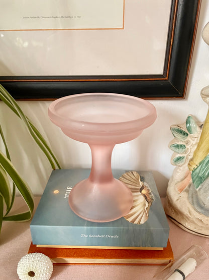 Pink Frosted Pillar Candle Holder