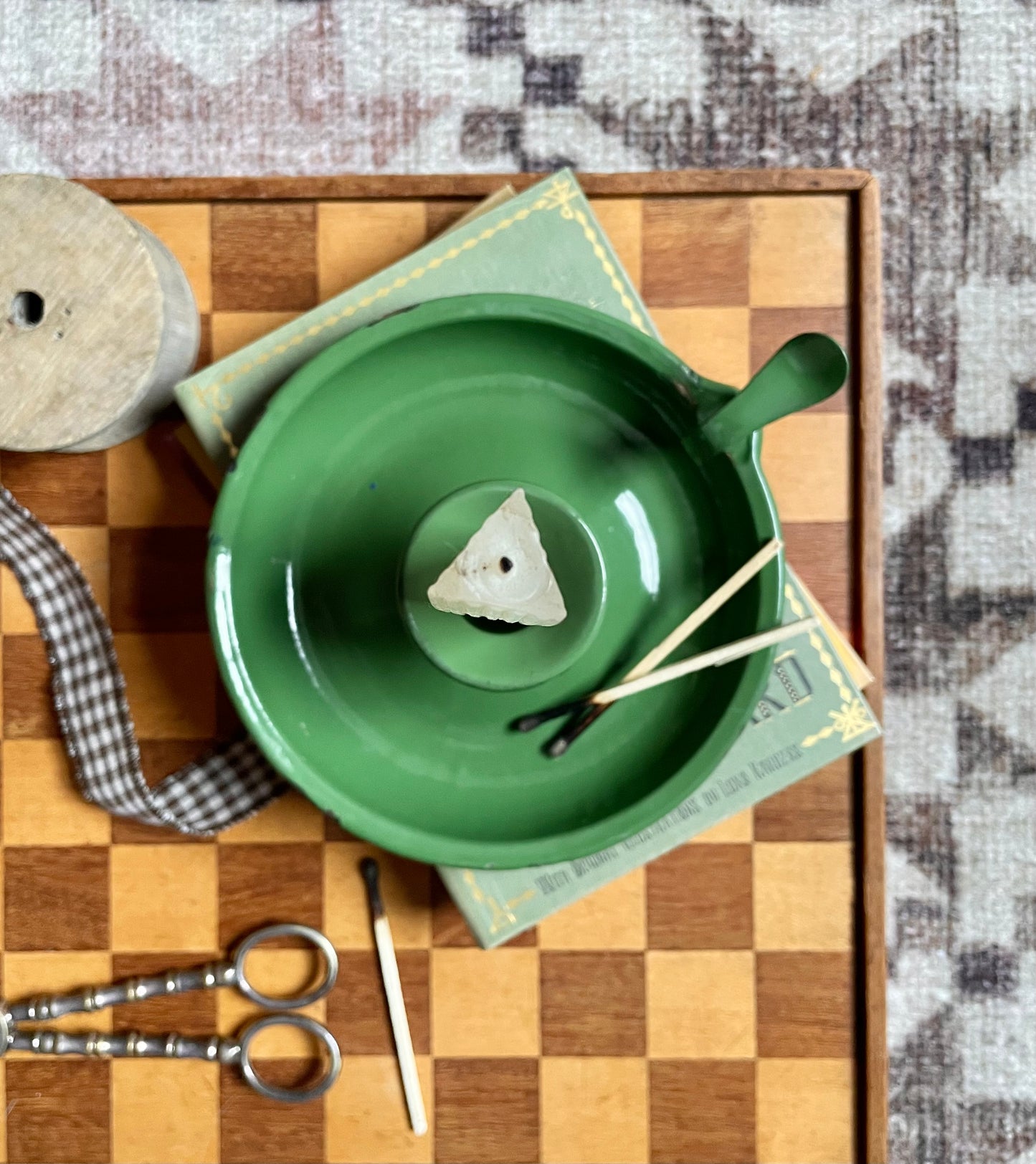 Green Enamel Candle holder