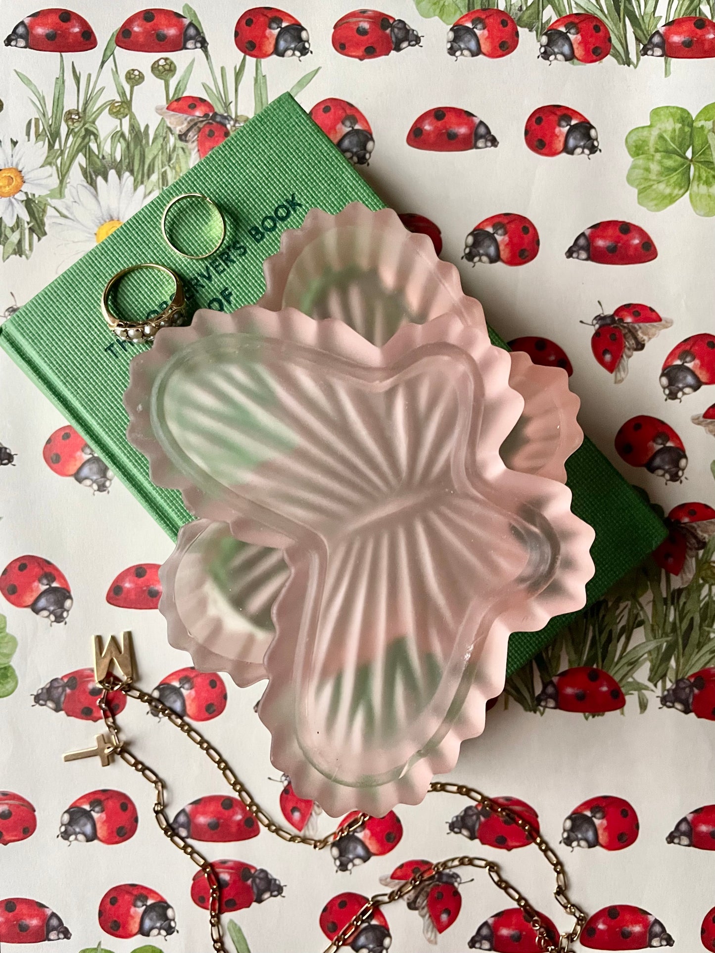 Frosted Pink Butterfly Lidded Pot