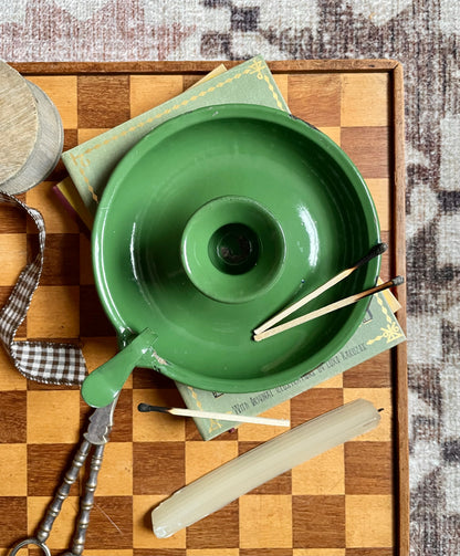 Green Enamel Candle holder