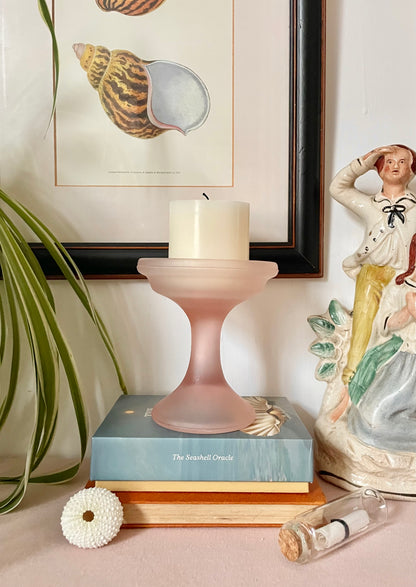 Pink Frosted Pillar Candle Holder