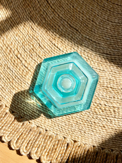 Blue Glass Candle Holder