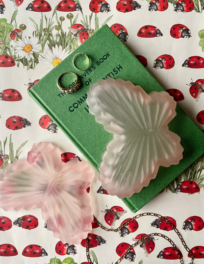 Frosted Pink Butterfly Lidded Pot