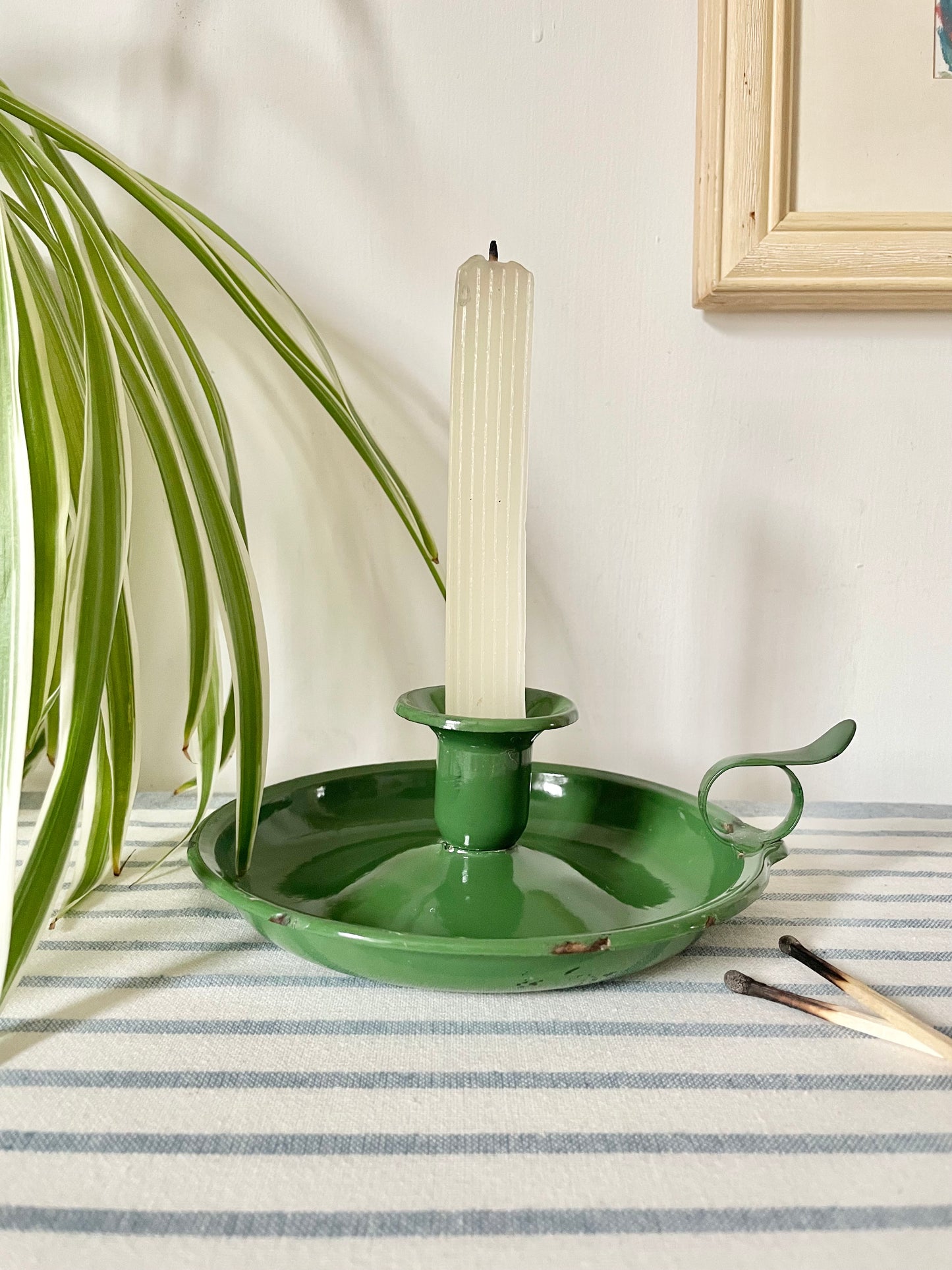 Green Enamel Candle holder