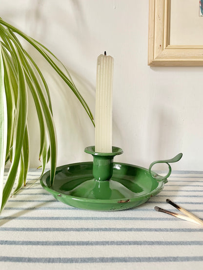 Green Enamel Candle holder