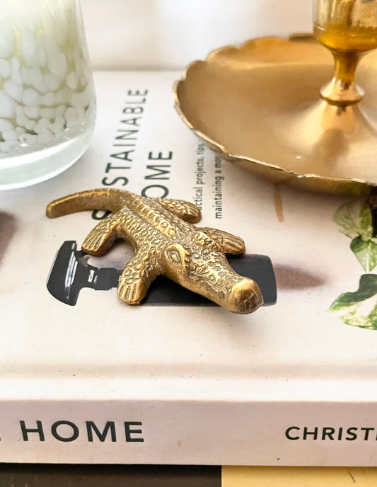 Tiny Brass Crocodile