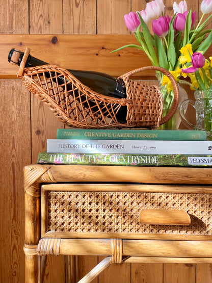 1970s Wicker Wine Bottle Carrier