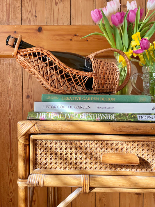 1970s Wicker Wine Bottle Carrier