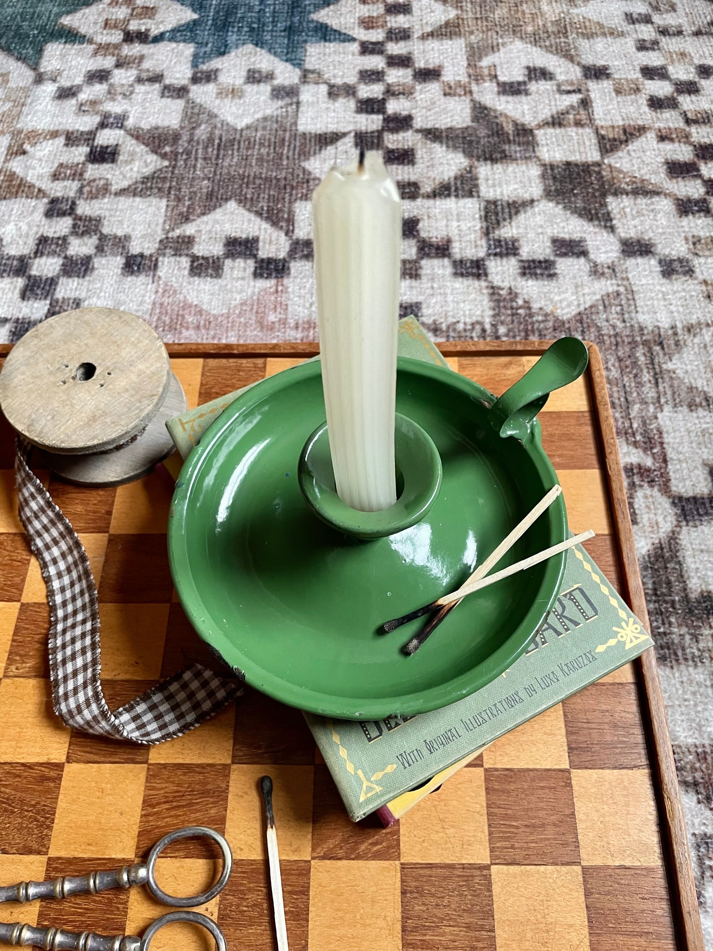 Green Enamel Candle holder