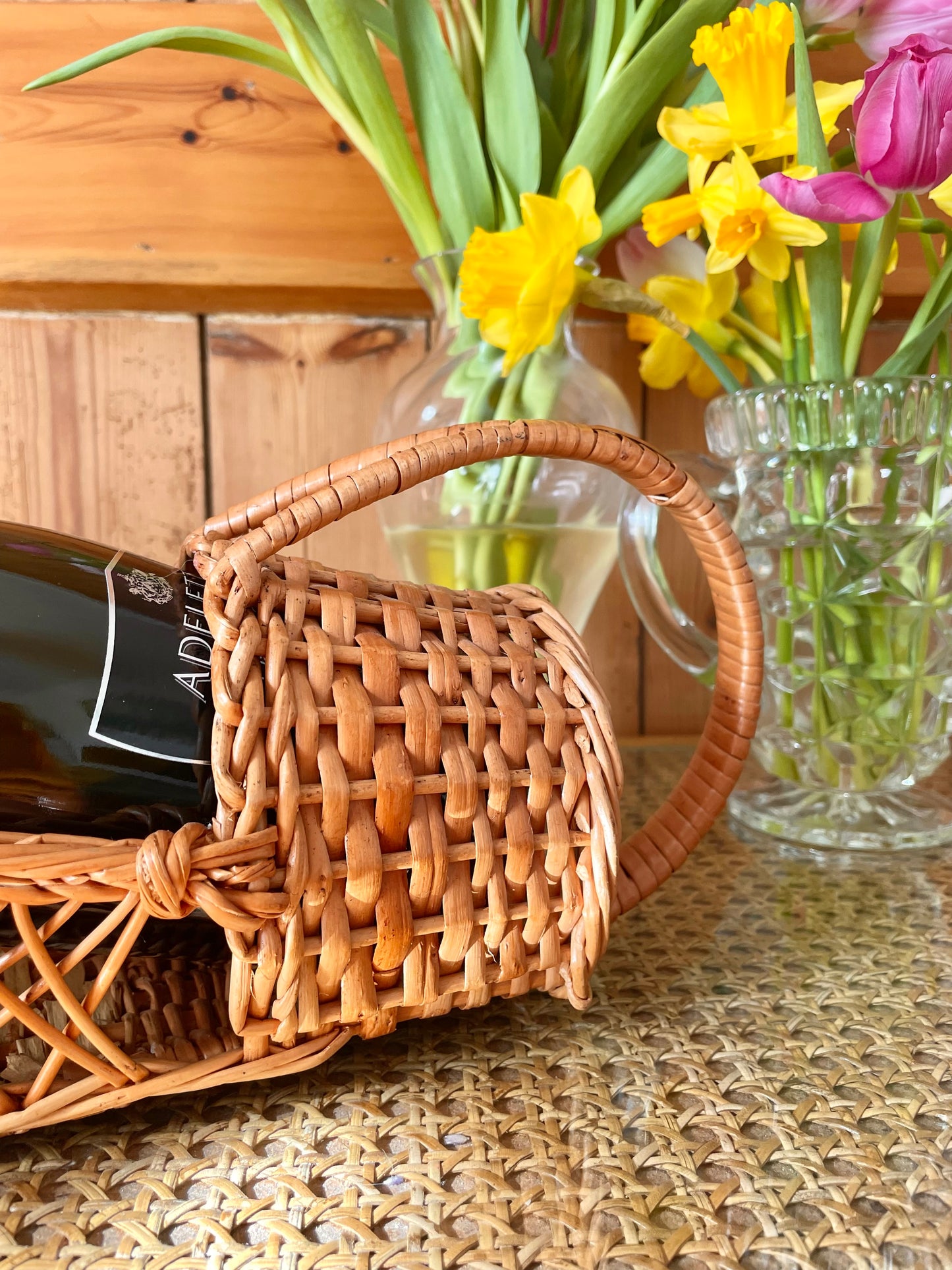 1970s Wicker Wine Bottle Carrier