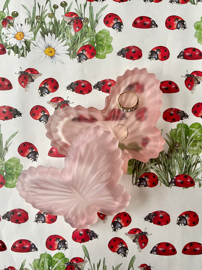 Frosted Pink Butterfly Lidded Pot