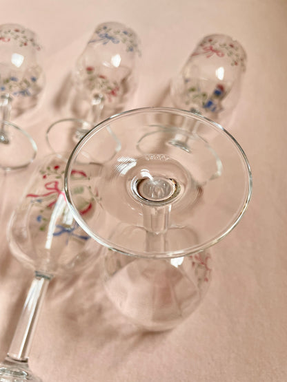 Set of 5 Vintage Italian Bow Glasses 🎀