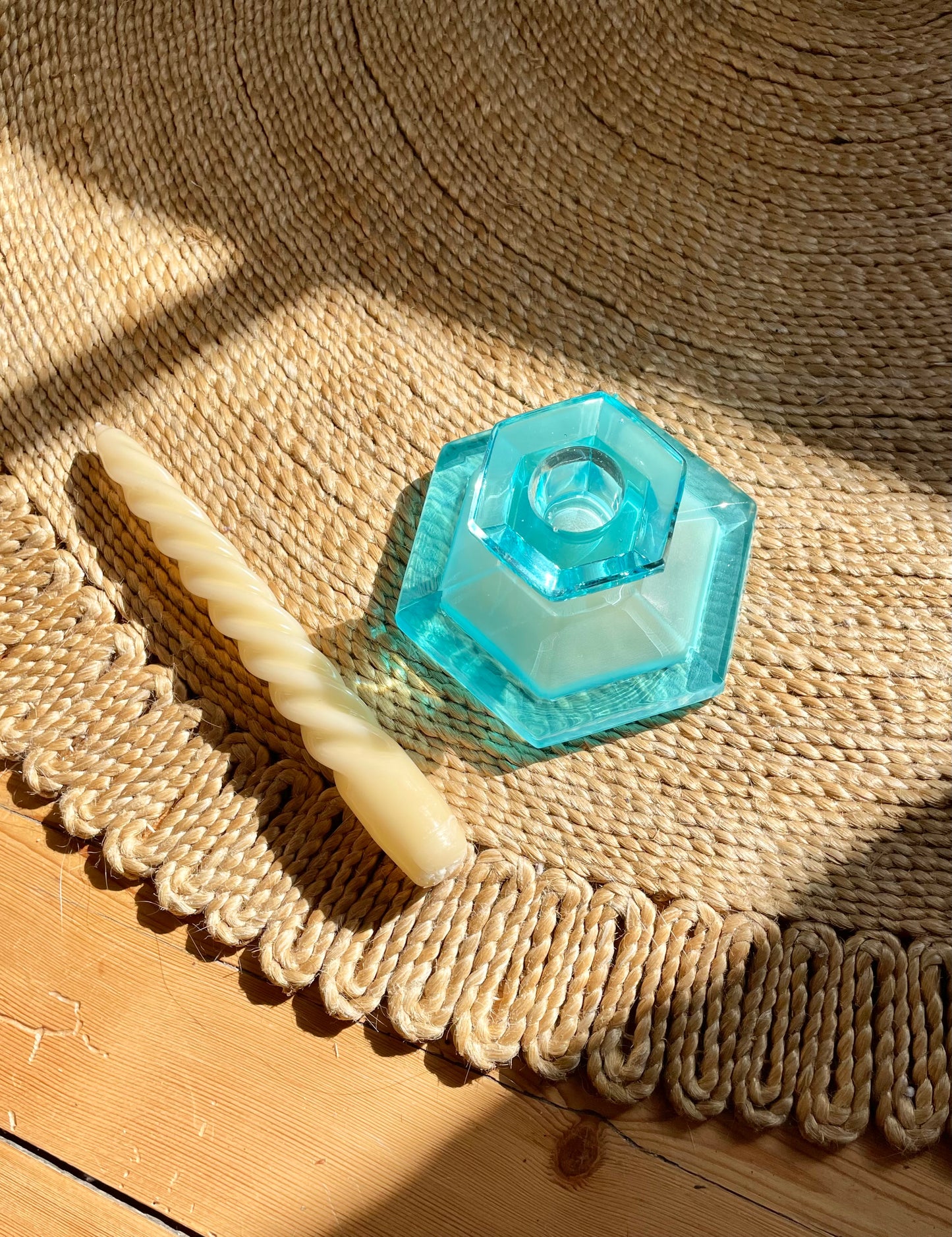 Blue Glass Candle Holder
