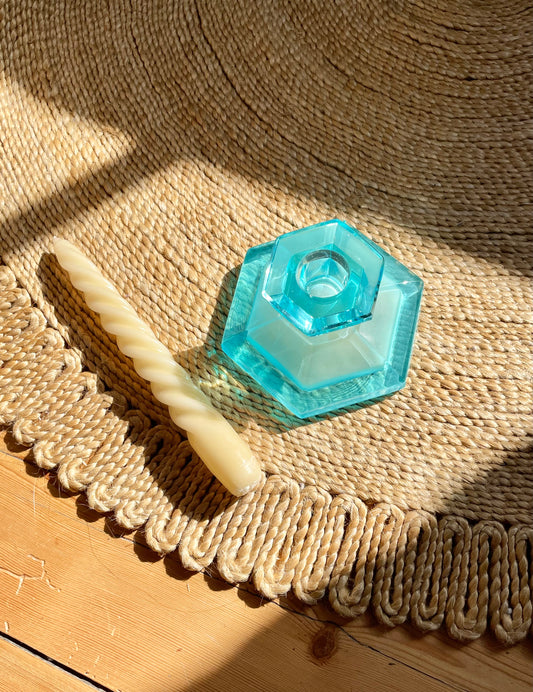 Blue Glass Candle Holder