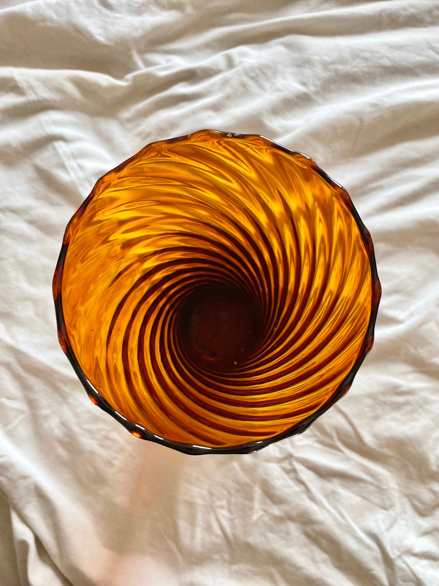 Swirled Amber glass vase