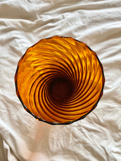 Swirled Amber glass vase