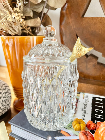 Cut glass sugar pot