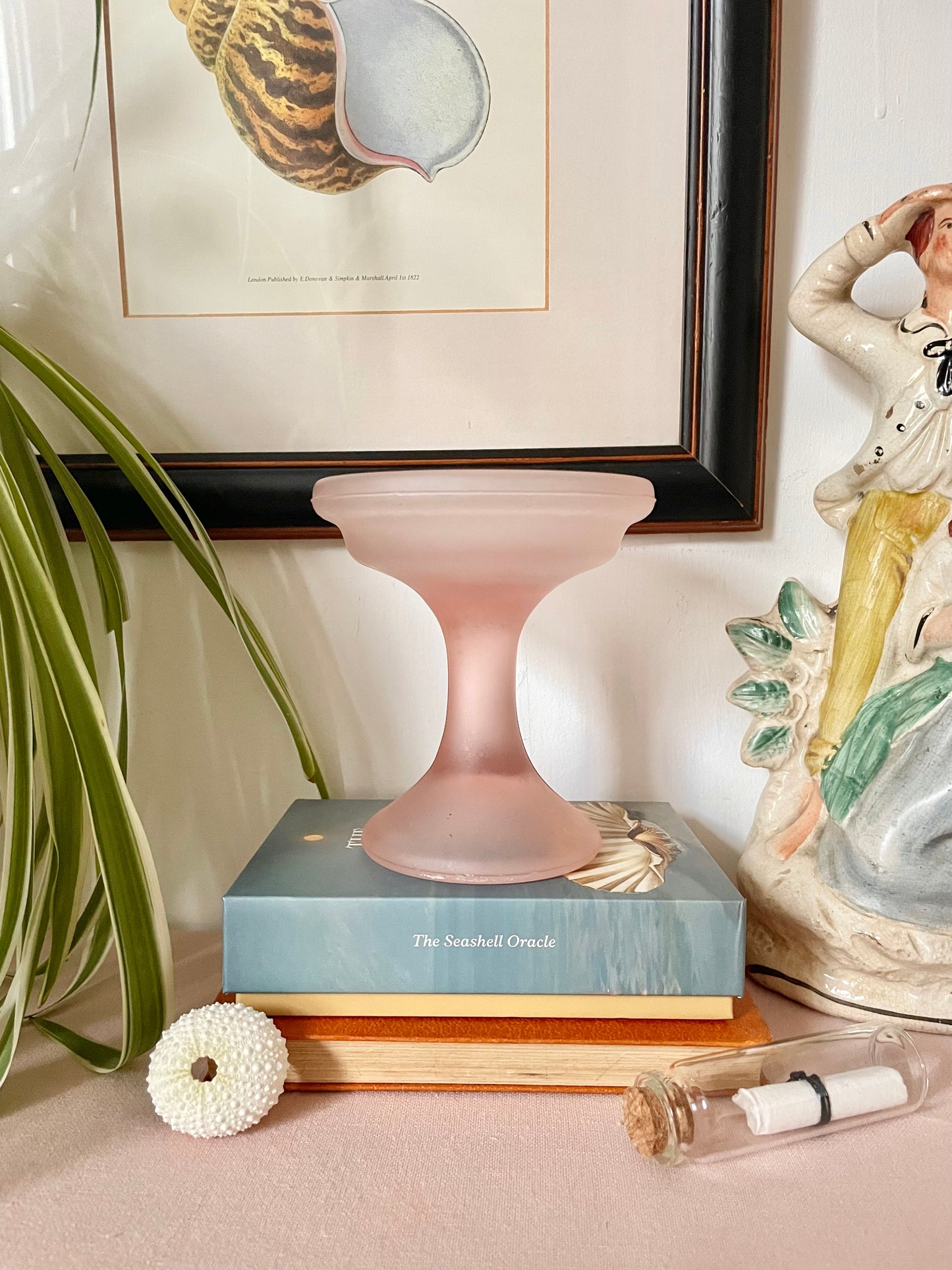 Pink Frosted Pillar Candle Holder