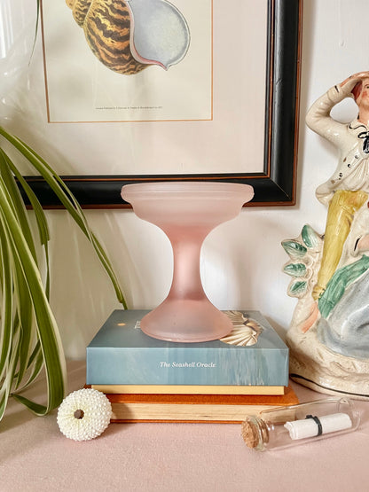 Pink Frosted Pillar Candle Holder