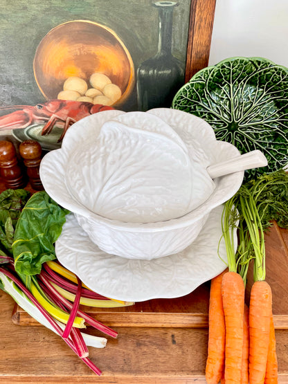 Cabbage Tureen with Ladle & Plate