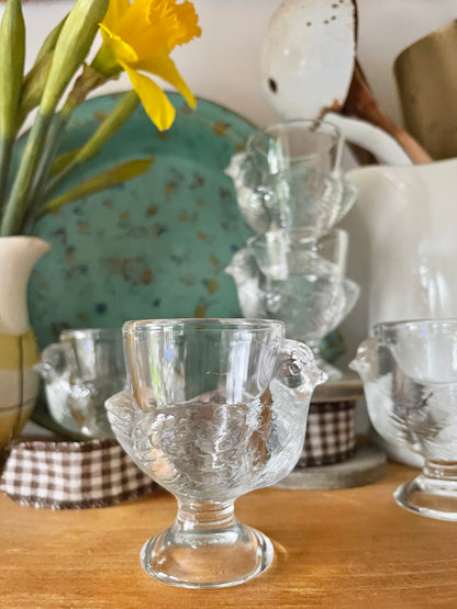 Set of 5 French Glass Chicken egg cups 🥚