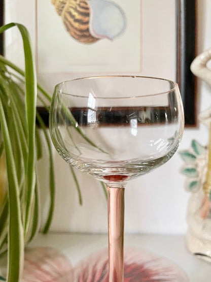 Pink Stemmed Glasses with Gilded Rim (Pair)