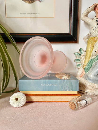 Pink Frosted Pillar Candle Holder