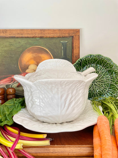 Cabbage Tureen with Ladle & Plate