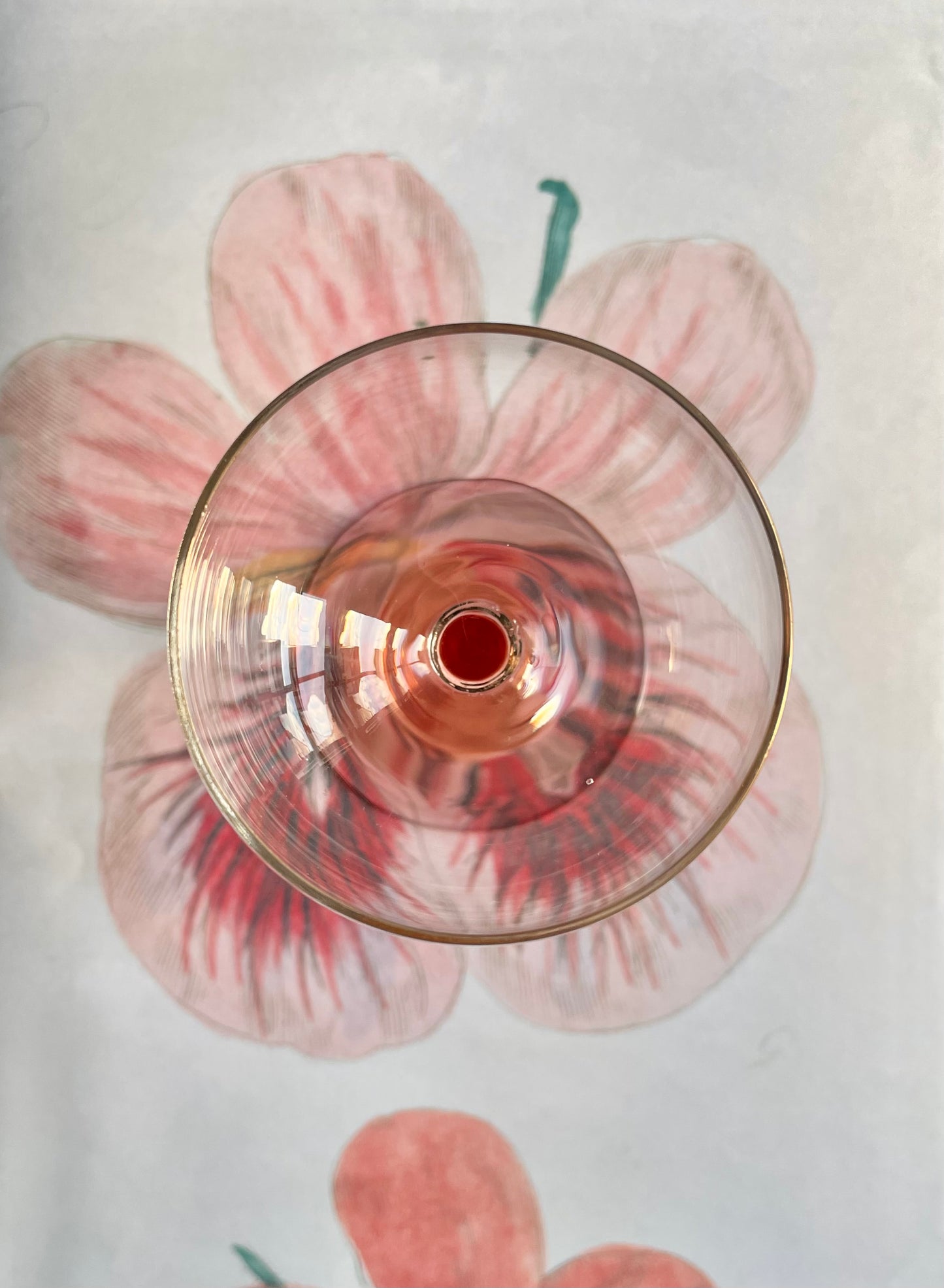 Pink Stemmed Glasses with Gilded Rim (Pair)