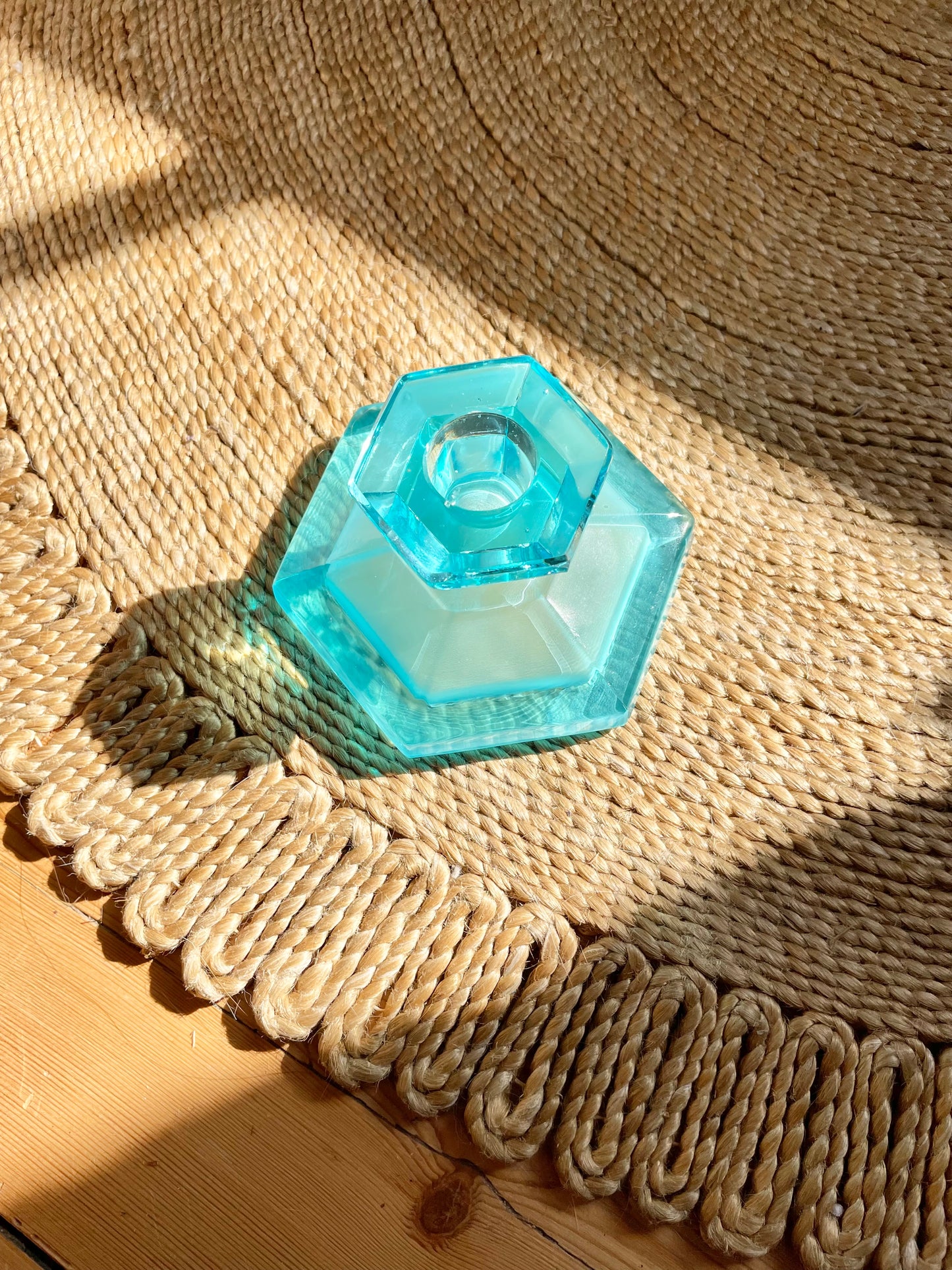 Blue Glass Candle Holder