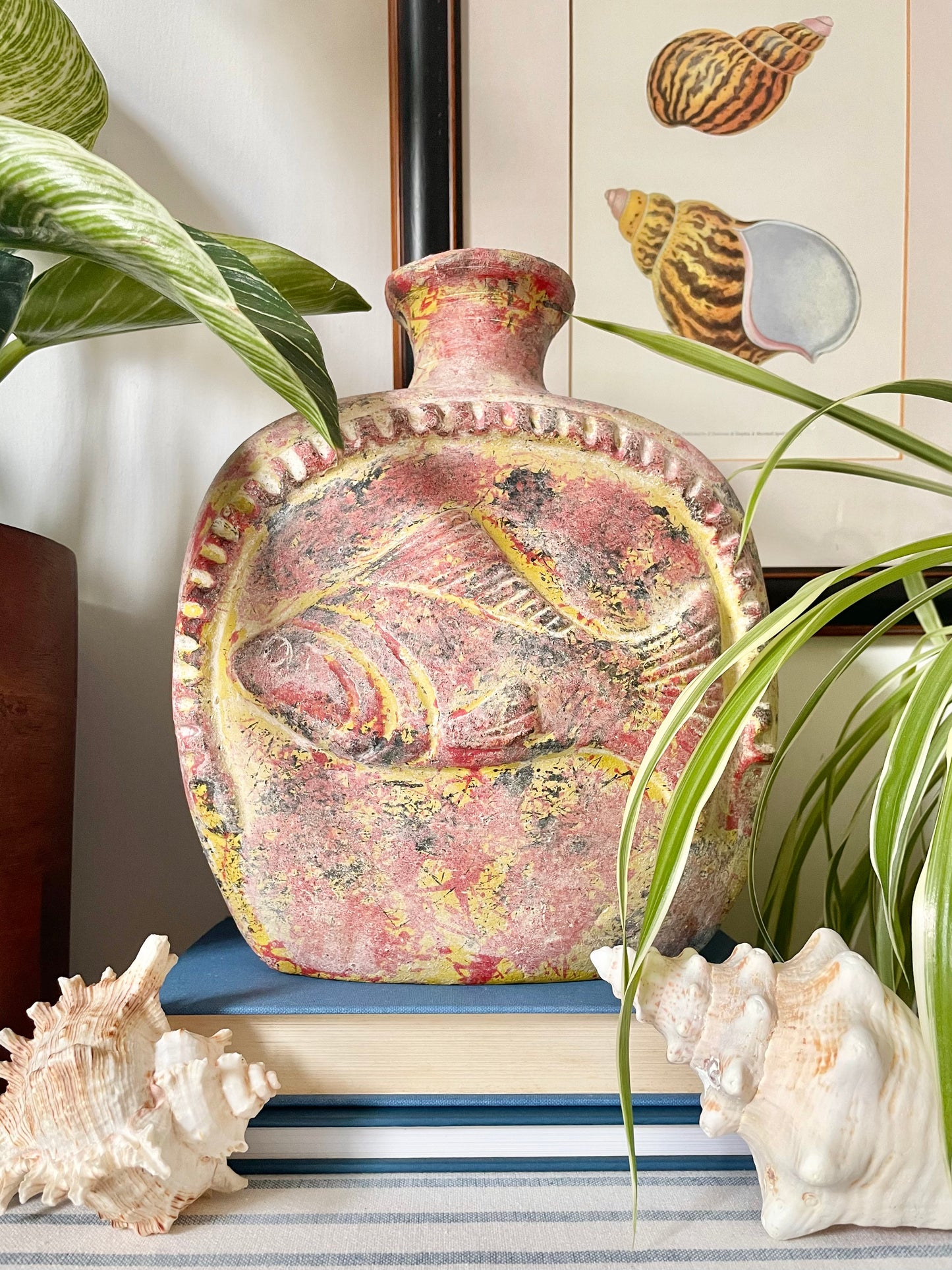 Clay pottery fish vase