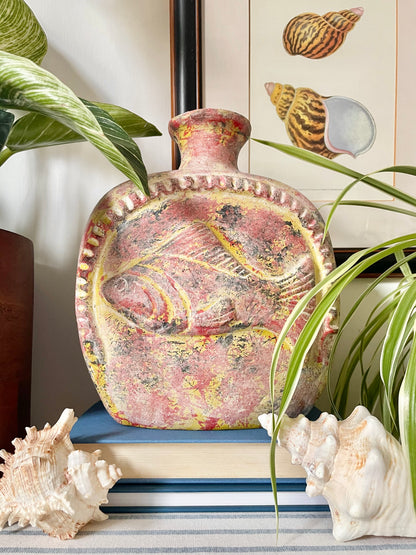 Clay pottery fish vase