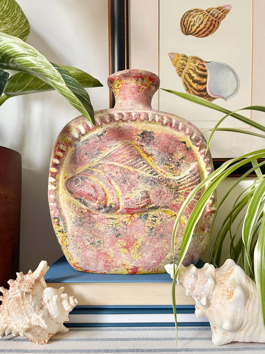 Clay pottery fish vase