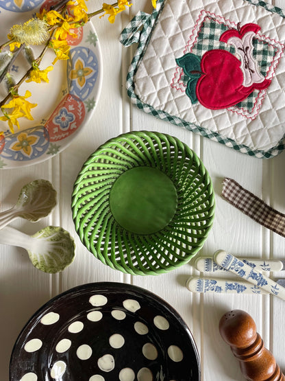 Green Footed Ceramic Basket