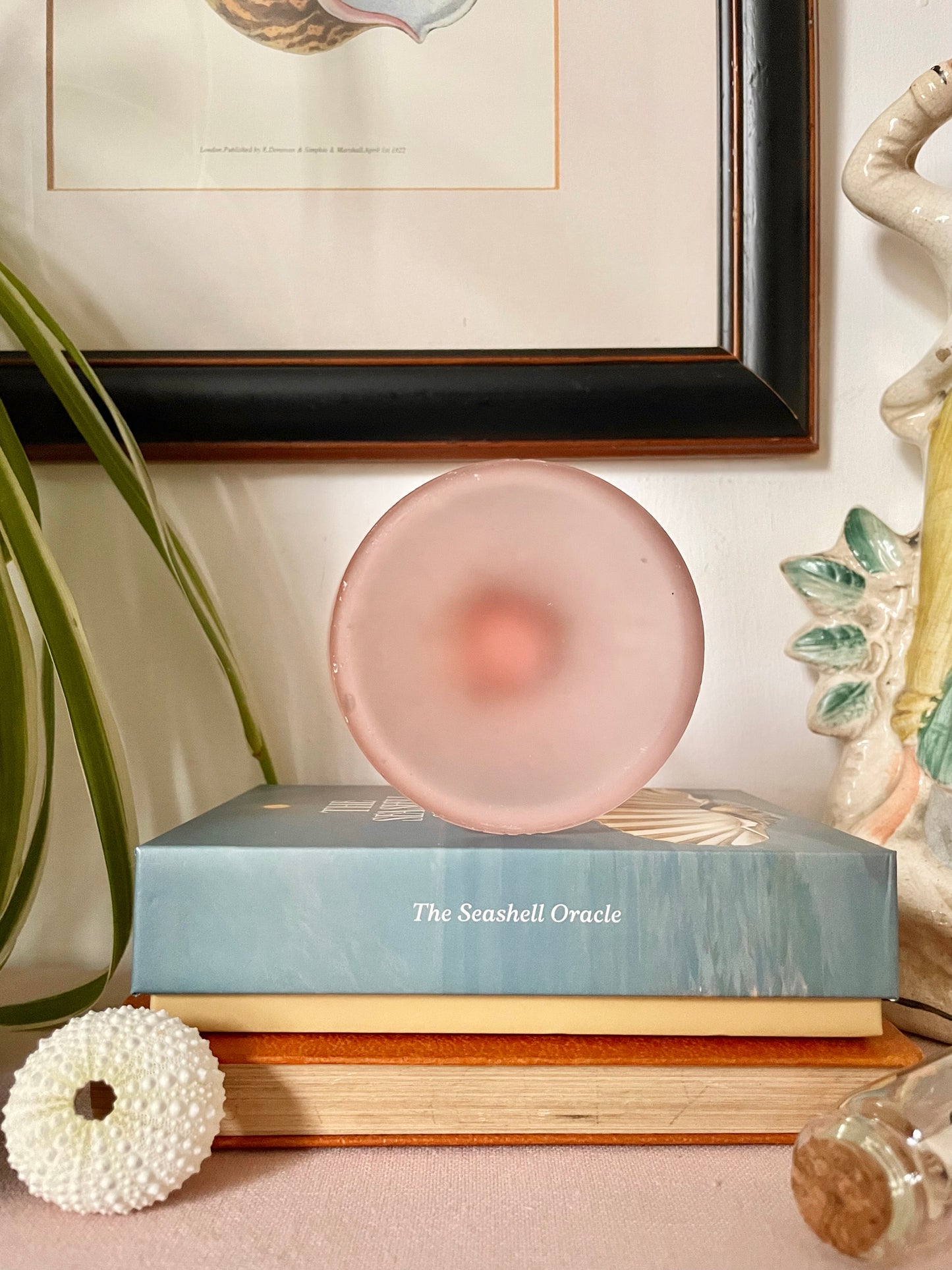 Pink Frosted Pillar Candle Holder