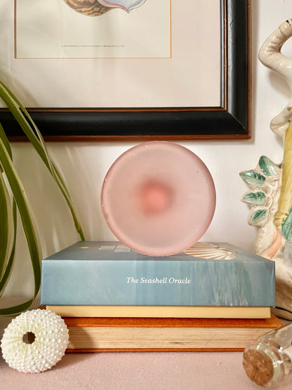 Pink Frosted Pillar Candle Holder