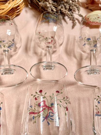 Set of 5 Vintage Italian Bow Glasses 🎀