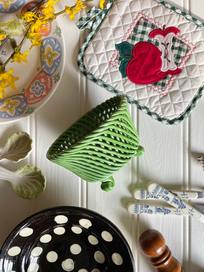 Green Footed Ceramic Basket