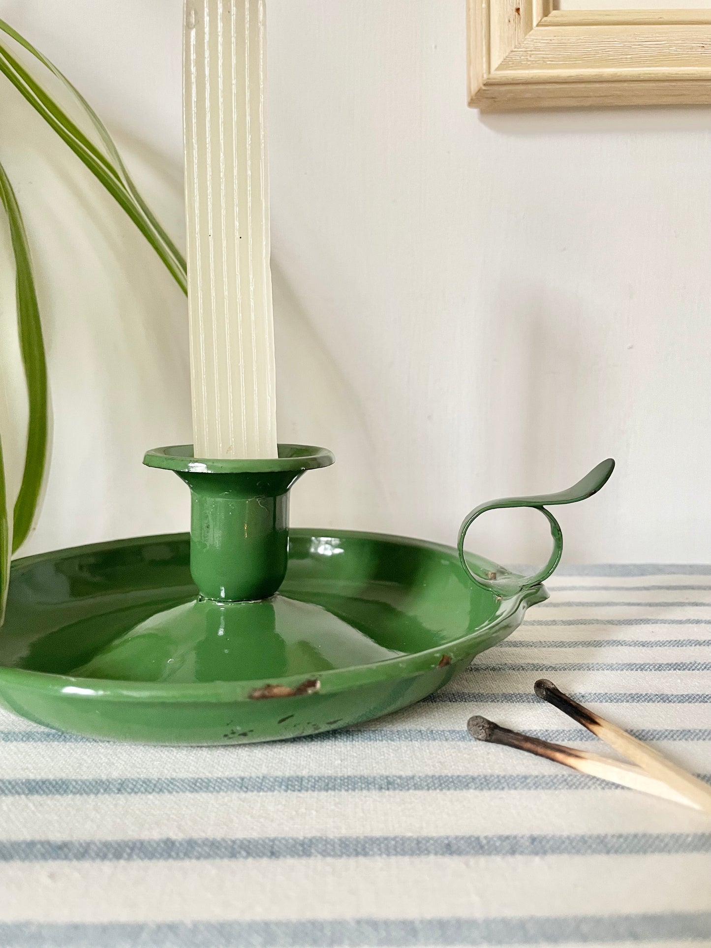 Green Enamel Candle holder