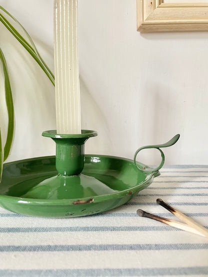 Green Enamel Candle holder